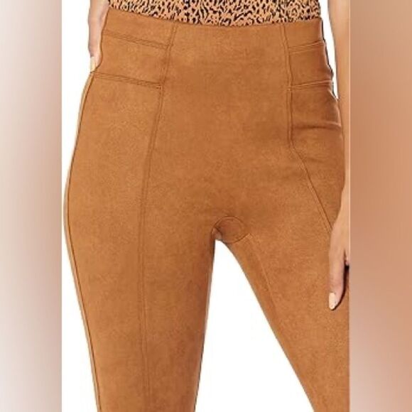 Spanx Faux Suede Leggings in Caramel - Picture 2 of 11